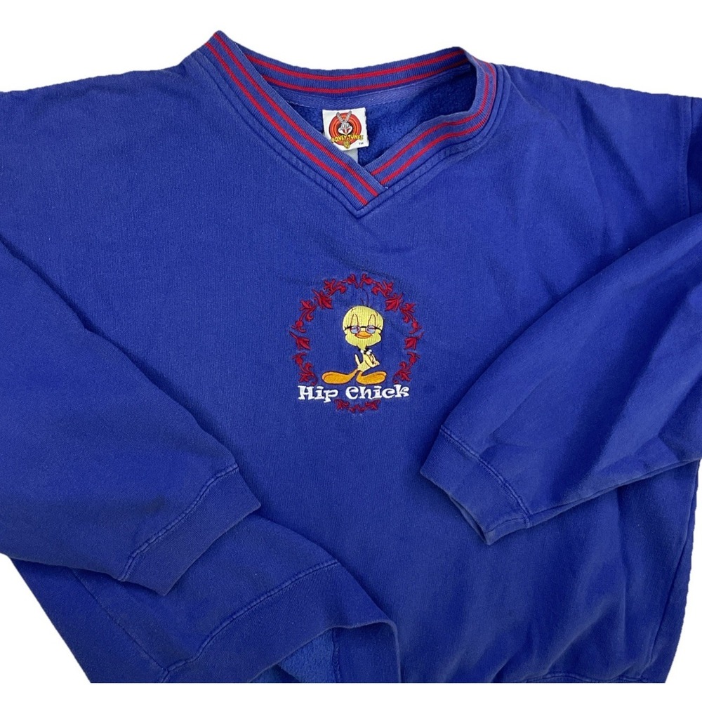 Looney Tunes Tweety‎ Bird Womens Large Sweatshirt Hip Chick Embroidered Vintage